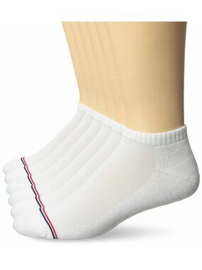 Tommy Hilfiger Mens White Low Cut Cushion Sole Socks 6-Pack Sz: 9-11; Fits 7-12